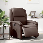 Poltrona reclinabile elettrica marrone in similpelle