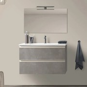 Mobile bagno sospeso 100 cm Master Grigio Cemento 2 Cassetti e Specchio