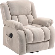 Poltrona Alzapersona Massaggiante e Reclinabile 93x104x105 cm con Telecomando in Tessuto Effetto Velluto Beige...