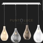 Sospensione bianco 4 luci rettangolare vetri (2 piccoli (1xam+1xbr)...