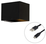 Lampada da parete nera con LED e dimmer touch ricaricabile - Joris