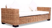 Divano a 3 posti in rattan naturale