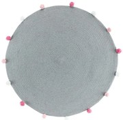 Tappeto rotondo grigio chiaro ø 90 cm Pompomparty - douceur d'intérieur