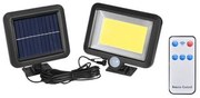 Faro Led COB Nero con pannello solare IP65 Bianco freddo 6500K con telecomando e con sensore crepuscolare e di movimento Elbat