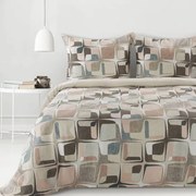 Lenzuola in cotone sateen - beige con motivo geometrico 3 parti: 1pc 160x200 + 2pc 70x80