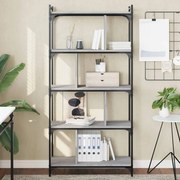 Libreria grigio sonoma 5 ripiani 76x32x158 cm legno multistrato
