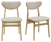 Sedie scandinave in tessuto effetto lana bouclé beige e legno chiaro massello di rovere (set di 2) MAYA