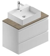 Mobile da bagno sotto lavabo Pull bianco laccato opaco L 80 x H 56 x P 46 cm 2 cassetti, lavabo non incluso