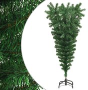 Albero di Natale Artificiale Capovolto con Base Bianca e Supporto Verde in PVC, 120 cm / Supporto Verde