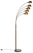 Lampada da terra di design bronzo scuro con oro 5 luci - Sixties Marmo