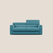 Dylan divano allungabile con pouf estraibile poggiapiedi in tessuto simil cotone impermeabile T13 azzurro