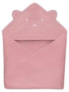 Lionelo - Asciugamano con cappuccio in mussola per bambini Rosa Baby