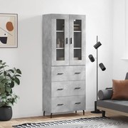 Credenza grigio cemento 69,5x34x180 cm in legno multistrato