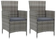 Sedie da giardino 2 pz con cuscini in polyrattan grigio
