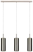 Lampadario Industrial Selvino 3 Luci Acciaio Grigio Opaco Diffusore Oro