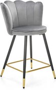 Sgabello da bar H-106 in velluto grigio