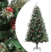 Albero di Natale con Pigne Verde e Bianco in PVC e PE Artificiale, 225 cm / Verde