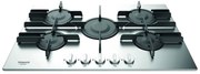 Piano cottura 5 fuochi L 75 cm FTGHL 751 D/IX/HA HOTPOINT silver griglie in ghisa
