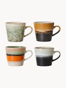 Set di 4 tazzine fatte a mano con smalto reattivo 70's