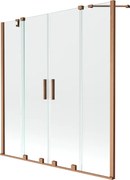 Mexen Velar Duo paratia per vasca da bagno a 2 ante scorrevoli 160 x 150 cm, trasparente, rame spazzolato - 896-160-000-02-65