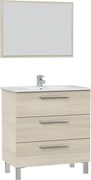 Mobile Bagno 80 Cm 3 Cassetti Con Lavabo E Specchio Athena Rovere
