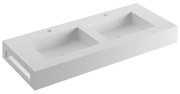 Lavabo integrale rettangolare L 120 x H 14 x P 46 cm in solid surface bianco