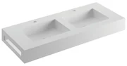 Lavabo integrale rettangolare L 120 x H 14 x P 46 cm in solid surface bianco