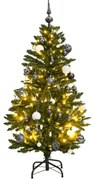 Albero Natale Incernierato con LED e Palline, Albero Natale Incernierato con 150 LED e Palline 120 cm V