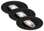 Set 3 Faretti Incasso Kulana Jet Plastica Nero Led Integrato 4,9W 3000K