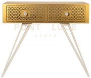 Consolle mayfair grande oro trasparente e bianco marmo in ferro, fe...