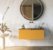 Mobile bagno Noce ocra 90x46 Sorrento un cassetto con lavabo da appoggio in ceramica