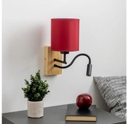 Brilagi-Applique a LED NUBILA WOOD 1xE27/25W/230V+LED/3W quercia/Pompeiana rosso