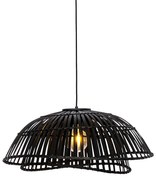 Lampada a sospensione orientale bambù nero 62 cm - Pua