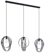 Lampada a Sospensione di Design Nera Rettangolare a 3 Luci - Indu