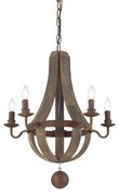 Sospensione Rustica-Country Millennium Legno Marrone 5 Luci E14