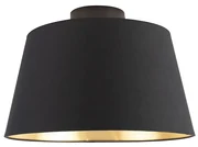 Plafoniera con paralume in cotone nero con oro 32 cm - Combi Black