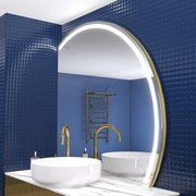 Specchio bagno semicircolare Q223 con illuminazione moderno Artforma