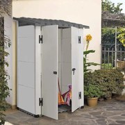 Casetta da giardino GAROFALO in pvc Urban grigio con porta doppio battente, superficie interna 1.32 m² e spessore parete 20 mm