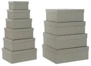 Set di Scatole per Sistemare Impilabili DKD Home Decor Pois Grigio Bianco Cartone (43,5 x 33,5 x 15,5 cm)