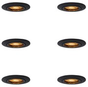 Set di 6 faretti da incasso neri regolabili - Ude Honey
