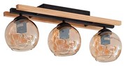 Lindby - Maite 3 Plafoniera Black/Wood/Amber Lindby