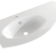 Lavabo integrale a sinistra tondo L 104 x H 16 x P 53 cm in resina bianco