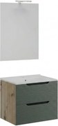 Mobile Bagno Sospeso Comfort 2 Cassetti Dogato 60 Cm Rovere Verde Salvia