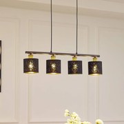 Lampada a sospensione Lindby Vasilia, 75 cm, nero/oro, tessuto