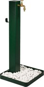 Fontana da Giardino Design a Colonna Quadrata Rubinetto in Ottone e Base con Ciottoli Verde...