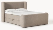 Letto boxsrping in bouclé con contenitore Perla