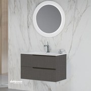 Mobile Bagno Sospeso "New Harmony Urban" Da 80 Cm Composto Da Due Cassetti Finitura Lino