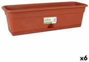 Vaso da Balcone con Piatto Dem Greentime Rettangolare Marrone 60 x 20 x 17,3 cm (6 Unità)