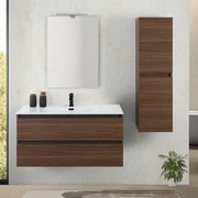Mobile bagno sospeso 100 cm ossido e noce con cassetti soft-close Kleo