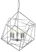 Lampadario Contemporaneo Cubo Acciaio Cromo 5 Luci E14